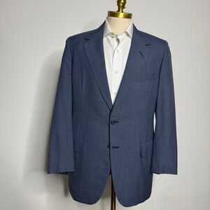 Oxxford Clothes Mens Suit Jacket Blazer Wool Blend Blue Super Worsted 41R